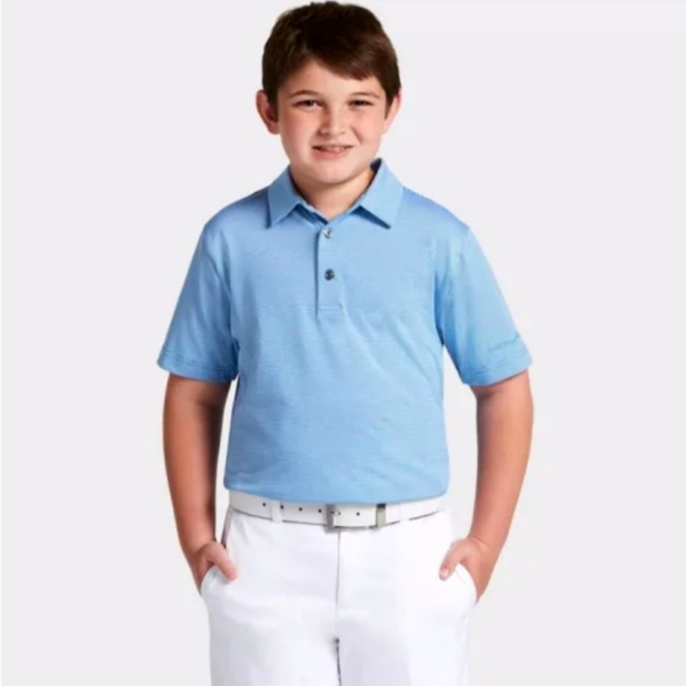 Jack Nicklaus Boys' Stripe Golf Polo Shirt - Light Blue